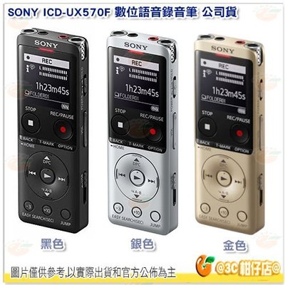 附原廠攜行袋 SONY ICD-UX570F 錄音筆 金色 台灣索尼公司貨 內建4GB 收音機 UX570