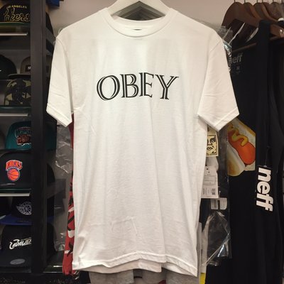 BEETLE PLUS OBEY MELLOW MOOD FONT LOGO 文字 特殊字體 白 黑 短T TEE S