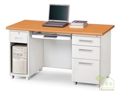 [ 家事達 ] OA-242-3 鋼製液晶木紋面電腦桌(140*70*74cm)  書桌 辦公桌