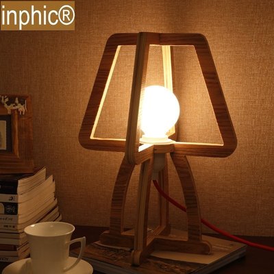 INPHIC-創意個性檯燈時尚簡約木藝臥室床頭檯燈實木檯燈