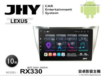音仕達汽車音響 JHY S系統 LEXUS RX330 03-09年 10吋安卓機 八核心 8核心 套框機 導航 藍芽