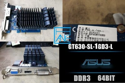 【 大胖電腦 】ASUS 華碩 GT630-SL-1GD3-L 顯示卡/HDMI/64BIT/保固30天 直購價320元
