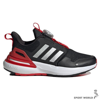 【下殺】Adidas 中大童鞋 旋鈕式鞋帶 RAPIDASPORT BOUNCE BOA 黑紅【運動世界】ID3388