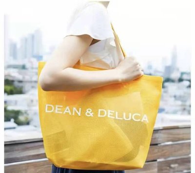 日本dean&amp;deluca單肩手提包游泳度假網狀沙灘包大容量超市購物袋