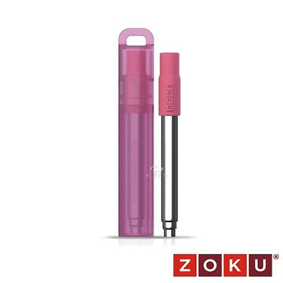 【ZOKU】伸縮式不鏽鋼吸管『莓果粉』附收納盒+清潔刷 ZK307