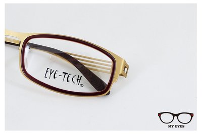 【My Eyes 瞳言瞳語】EYE TECH 蜜金色長形薄鋼金屬眼鏡 高舒適彈性 複合設計 閃耀活力 (ET1407)