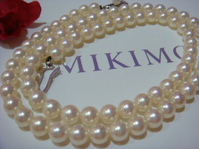 賠售換現二手真品 MIKIMOTO 鏡面皮光天然6-6.5MM珍珠套鍊