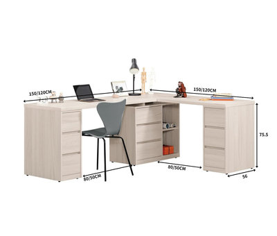 【欣和床店】里斯特5.8尺多功能組合書桌(全組)不含椅(A)