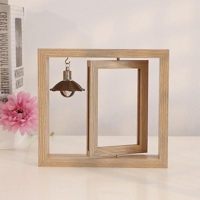 奇奇創意雙面旋轉6寸7寸木質相框擺臺個性相冊情侶禮品紀念木質相框