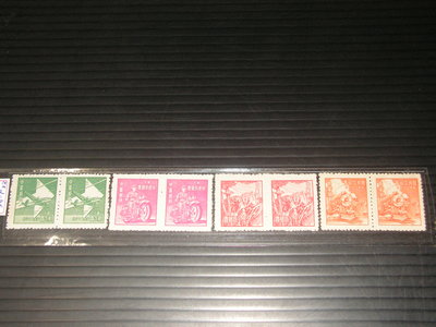 【愛郵者】〈民國〉38年 上海版單位郵票 3全.雙連 少 回流品相 直接買 / 常063(常63) 38-9雙