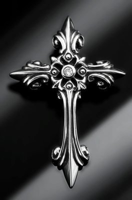 【創銀坊】天狼星 (鑽石版) 十字架 925純銀 墜子 水晶 上帝 基督教 耶穌 克羅心 星星 銀 項鍊(P-5003)