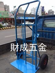 財成五金:台灣製造 雙 氣瓶推車 折疊式 鋼瓶推車 手推車 兩輪車 三輪車 氧氣推車