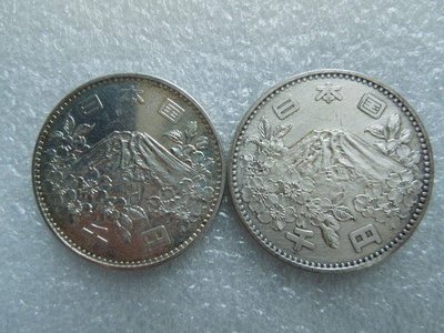 BG567 東京奧運1964年 昭和39年1000元 富士山銀幣共2枚壹標