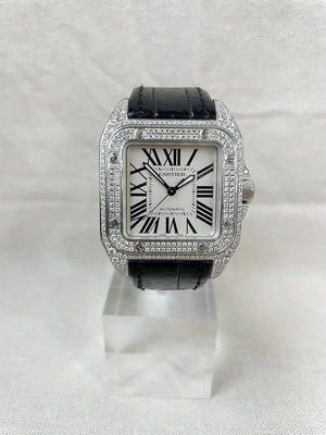 《和鑫名錶珠寶》  CARTIER 卡地亞 Santos 100 山度士 2878 中型款 精鑲錶圈錶殼