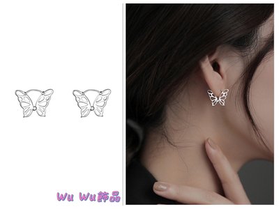 韓 氣質 蝴蝶 造型 s925抗敏感 耳針 耳扣 耳環