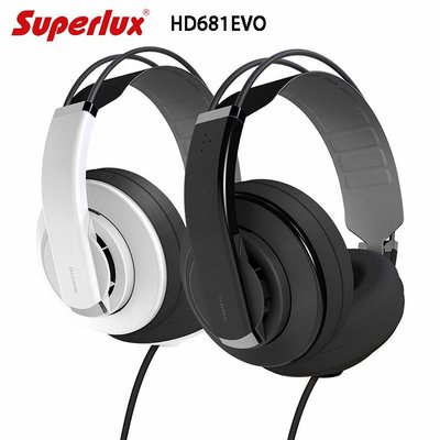舒伯樂 Superlux HD681 EVO 白色 (附絨毛耳罩),專業監聽級全罩式耳機,公司貨,附保卡,保固一年
