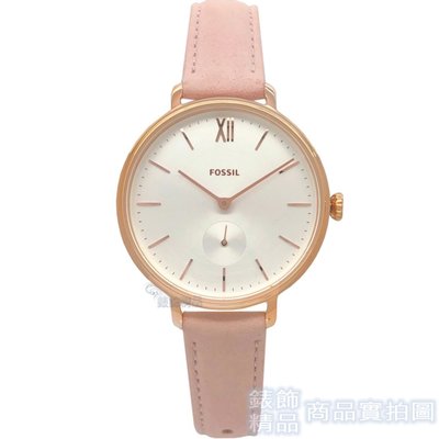 FOSSIL 手錶 ES4572 獨立小秒針 玫金框 粉膚色皮帶 女錶【錶飾精品】