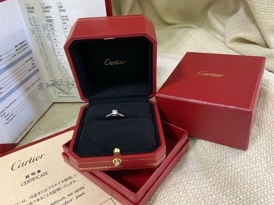 小巴黎二手名牌 cartier 1895系列 結婚 訂婚 經典白金鑽戒 26分 E color有證書