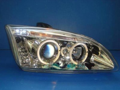 小亞車燈╠ 全新外銷品 FOCUS 05 年款 晶鑽 黑框 光圈 LED 魚眼 大燈