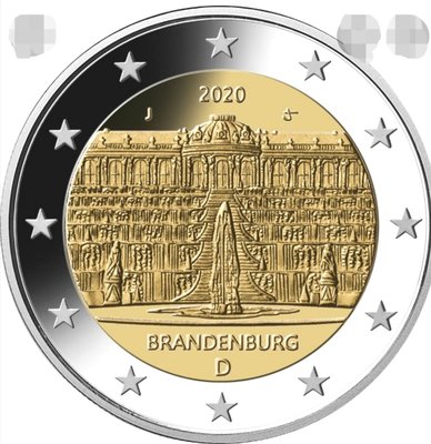 現貨熱銷-【紀念幣】德國2020年2歐元紀念幣聯邦州系列(勃蘭登堡州)全新UNC