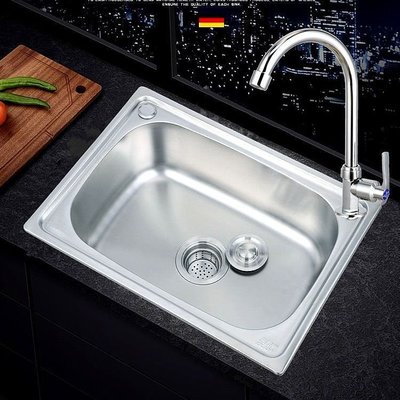 PDD304不銹鋼水槽小單槽廚房洗菜盆陽臺洗碗池簡易水盆套餐帶支架-促銷