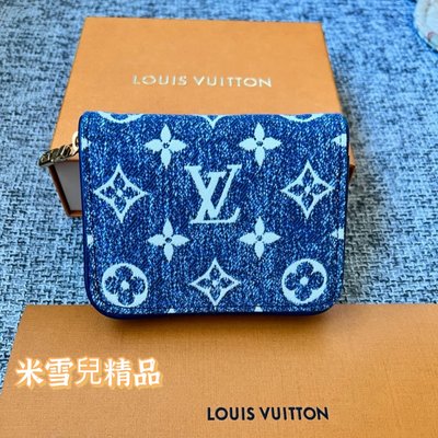 米雪兒精品�� LOUIS VUITTON 路易威登 2022新品 藍色牛仔老花零錢包 拉鏈短夾 現貨M81185