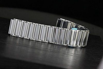 艾曼達精品~19mm rado風格超值精品超硬鎢鋼帶目不鏽鋼複合錶帶雙按式蝴蝶錶扣