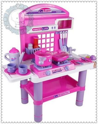 ☆Babyの遊樂園☆ 兒童 粉紅 家家酒 玩具廚房組 廚具爐台遊戲組 音效 聲光 生日禮物