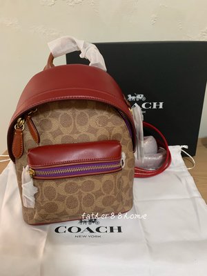 COACH CHARTER 18 經典 SIGNATURE 帆布撞色後背包