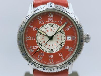 【發條盒子H2617】LONGINES 浪琴 Lindbergh 飛行 紅面不銹鋼機械 林白紀念錶 L2.617.4