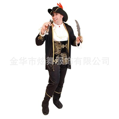 跨境萬圣節裝飾cosplay海盜男虎克船長服裝成人演出舞會扮演服飾