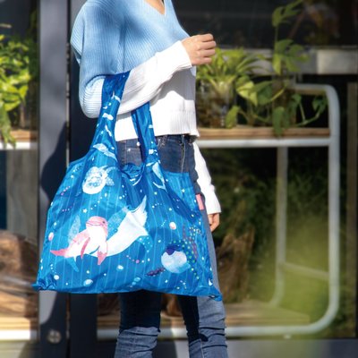 環保袋購物袋--日本Prairie Dog設計摺疊環保袋購物袋--海豚--秘密花園