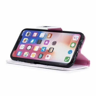 100％原廠紫色樹iPhone X蘋果7/新8 Plus翻蓋手新機殼6/6S油畫彩繪5S保護皮套