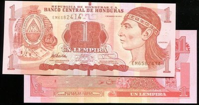 HONDURAS（宏都拉斯紙幣），P96，1-LEMP.，2012，品相全新UNC