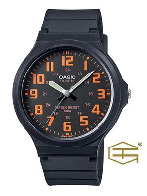 【天龜 】CASIO 簡約時尚 大錶徑錶款 黑x橘 MW-240-4B