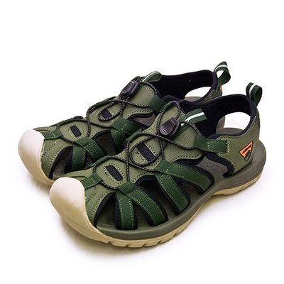 利卡夢鞋園–LOTTO 專業護趾戶外運動涼鞋--冒險者系列--軍綠棕--1925--男