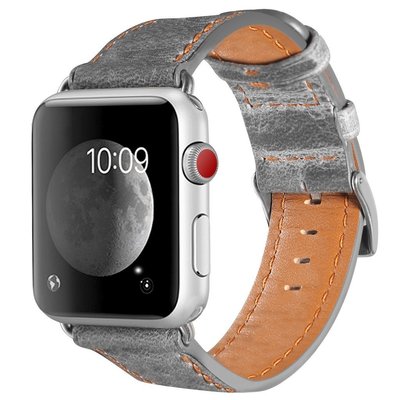 【熱賣下殺】適用於 蘋果手錶錶帶apple watch 的時尚錶帶 瘋馬皮裂紋表帶38mm/42mm 44mm 40mm