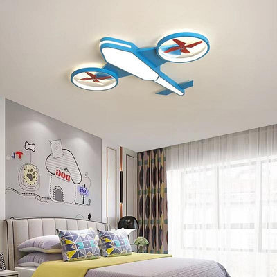 LED兒童房飛機吸頂燈 創意簡約男孩臥室幼兒園兒童燈