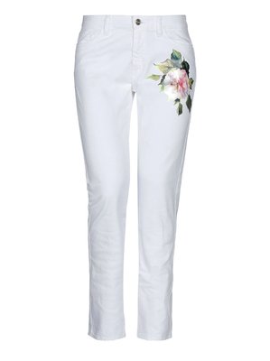 Blugirl Blumarine 義大利精品品牌 經典玫瑰圖案 白色牛仔褲 size40