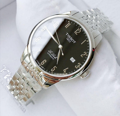 TISSOT Le Locle Automatic 黑色面錶盤 銀色不鏽鋼錶帶 男士 自動機械錶 T41148352