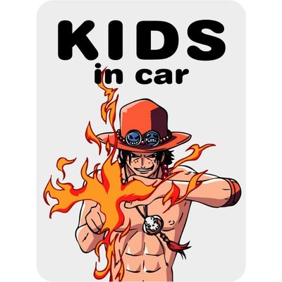 【物生活】日本製 車身防水貼紙 車用防水貼紙 KIDS in car 海賊王 艾斯  - 現貨