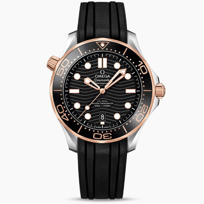 OMEGA 210.22.42.20.01.002 歐米茄 手錶42mm 海馬300  玫瑰金錶殼 黑面盤 膠錶帶