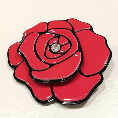 Navy 布藝手作 ☆ 韓國 品牌 Grain de Beaute 美麗氣質浮雕玫瑰薔薇裝飾別針紅
