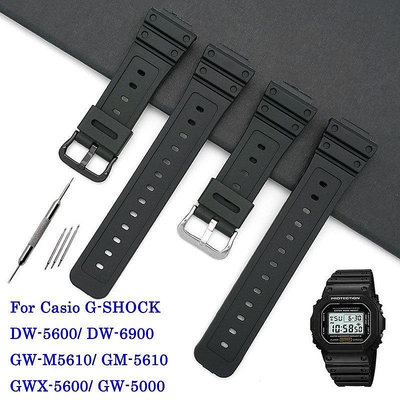 全館免運 適配西歐g-shock GW-M5610 DW-5600/5700/6900凸口16mm橡膠手錶帶 樹脂運動錶