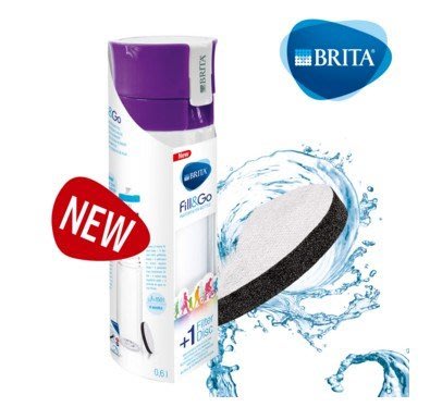 【德國BRITA】 【Fill &Go】隨身濾水瓶600ml (內含1入濾片)-(贈送提帶喔!)-紫色