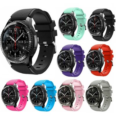 適用Samsung Gear S3 Frontier手錶 三星Galaxy Watch 46mm智能手錶替換矽膠條紋錶帶