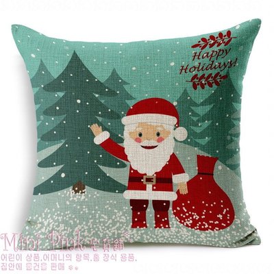 【現貨】新年聖誕快樂系列--哈囉!聖誕老人 復古厚磅棉麻抱枕【C863-F】