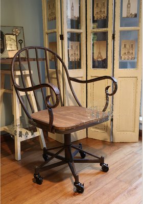 【北美小鎮】LOFT美式風格 做舊扶手椅 餐椅 仿古 書房椅 電腦椅  辦公椅 書桌椅 工業風 休閒椅 設計師椅