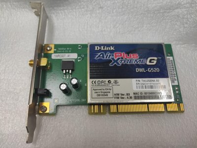 【電腦零件補給站】D-Link AirPlus Xtreme G DWL-G520 PCI 無線網路卡