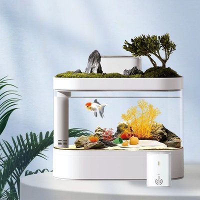 熱銷 -現貨 畫法幾何智能魚缸C500兩棲生態底濾魚缸套裝版家用辦公室水族箱